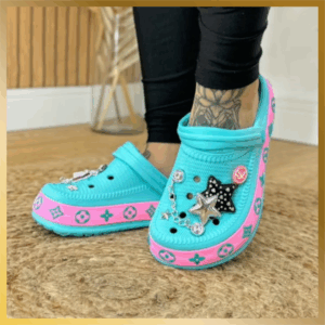 Babuche Rosa Pins Azul